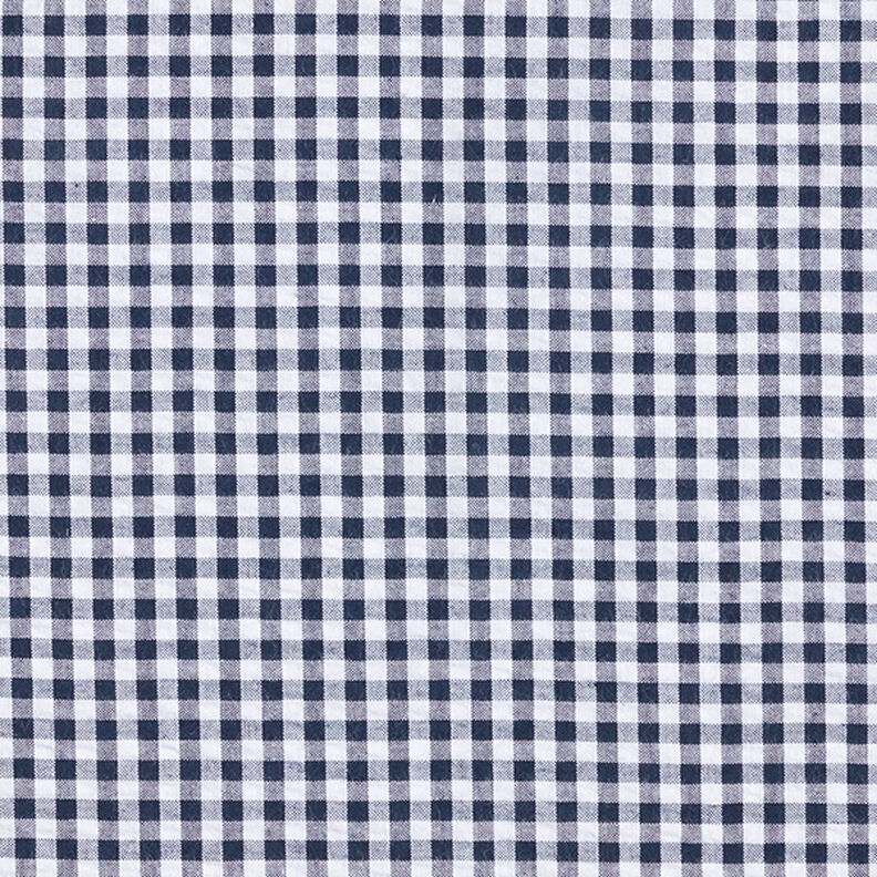 Seersucker Mélange coton à carreaux Vichy – bleu marine,  image number 1