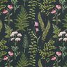 Tissu d’extérieur Canvas Blätter und Blüten – vert foncé/violet pastel,  thumbnail number 1