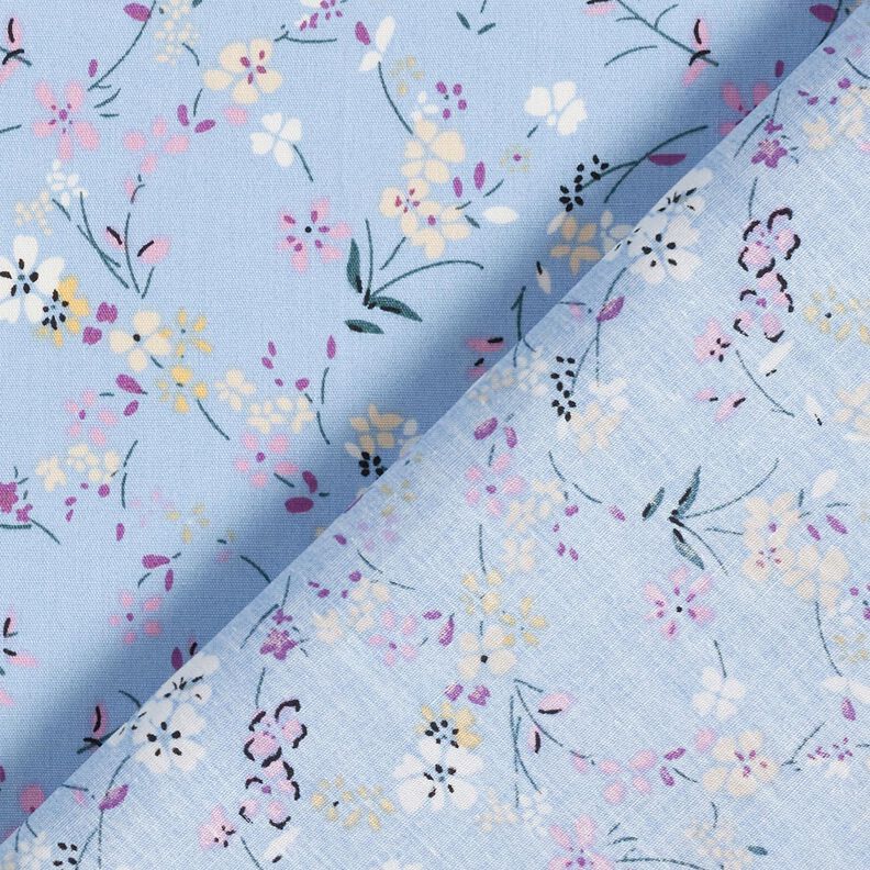 Popeline de coton Fleurs délicates – bleu clair/beige,  image number 4