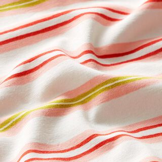 Jersey coton rayures irrégulières | by Poppy – blanc/rose, 