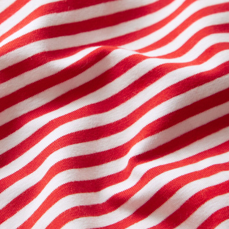 Jersey coton Rayures étroites – rouge/blanc,  image number 2
