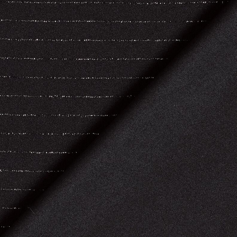 Tissu pour pantalon extensible à rayures pailletées – noir/argent métallisé,  image number 4