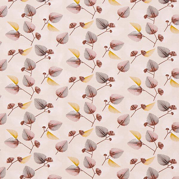 Jersey coton feuilles variées – rosé, image number 1