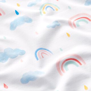 GOTS Jersey coton Monde arc-en-ciel aquarelle | Tula – blanc, 