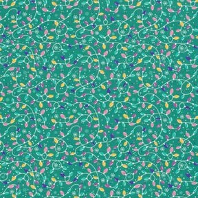Tissu en coton Popeline guirlande lumineuse – eucalyptus/lavande, 