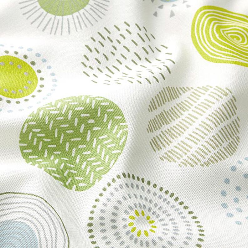 Tissu de décoration Semi-panama cercles peints – vert pomme/blanc,  image number 2