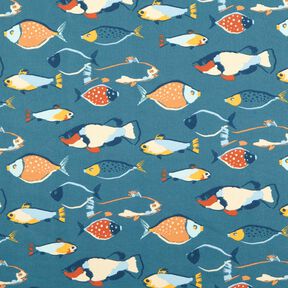 Tissu en coton Cretonne Banc de poissons – gris bleu, 