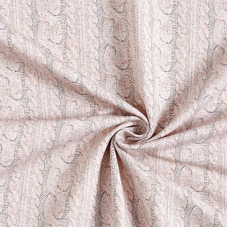 French Terry Sweat d’été Imprimé en maille torsadée – beige clair, image number 3