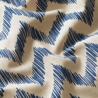 Tissu de décoration Semi-panama pointes – nature/bleu marine, 