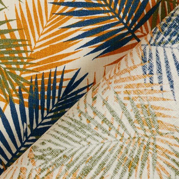 Tissu en coton Cretonne feuilles de palmier – beige clair/bleu,  image number 3