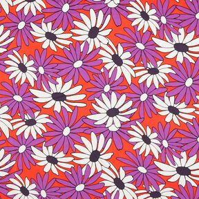 Satin Fleurs expressives – orange/lilas rouge, 