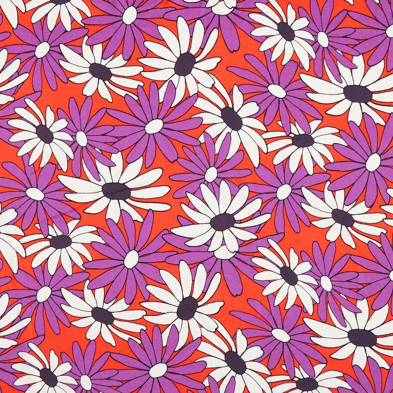 Satin Fleurs expressives – orange/lilas rouge,  image number 1
