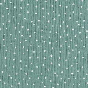 Tissu double gaze de coton Petits points – roseau/blanc, 