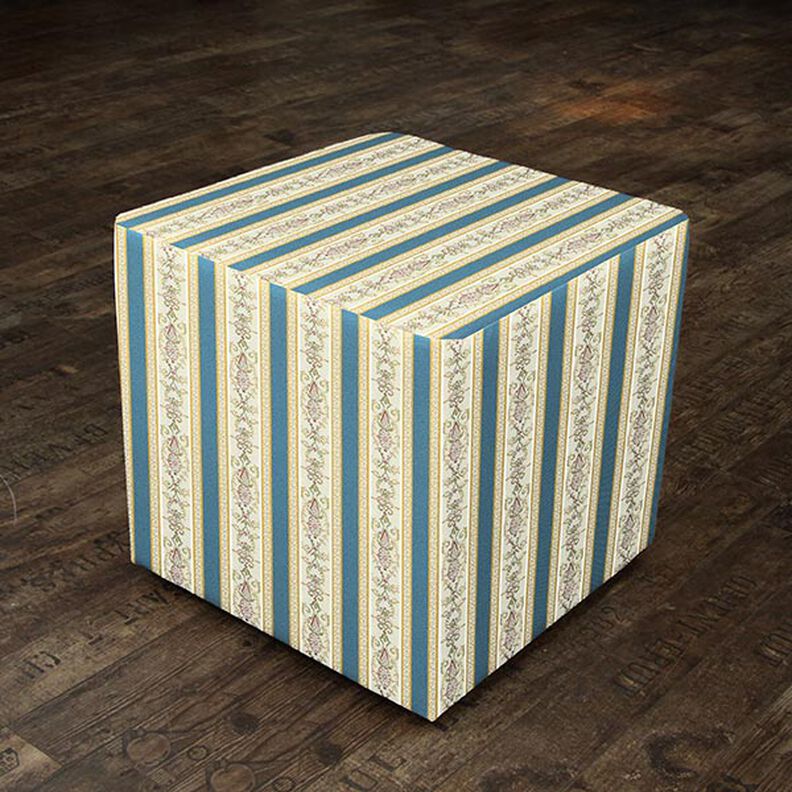 Tissu d’ameublement jacquard Rayures Biedermeier – crème/bleu,  image number 6