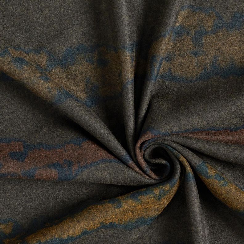 Jersey romanite tissu gratté avec lignes d’eau – marron foncé/noir,  image number 3