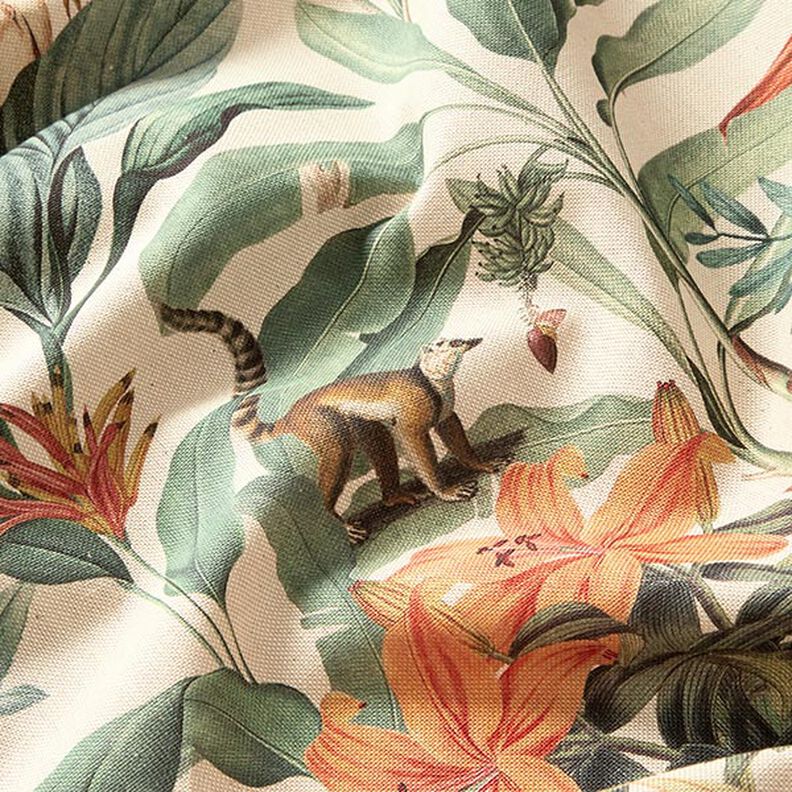 Tissu de décoration Semi-panama perroquet de la jungle – nature/vert, image number 2