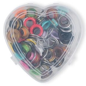 Œillets avec disques, boîte en forme de cœur [11 mm] | Prym – rouge, 