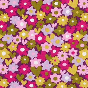 Jersey coton Fleurs colorées | Poppy Fabrics – raisin, 