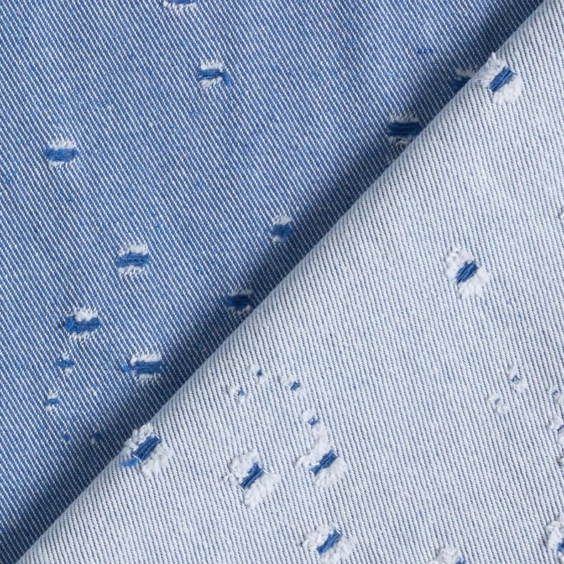Denim de coton mélangé look destroy – bleu roi,  image number 3