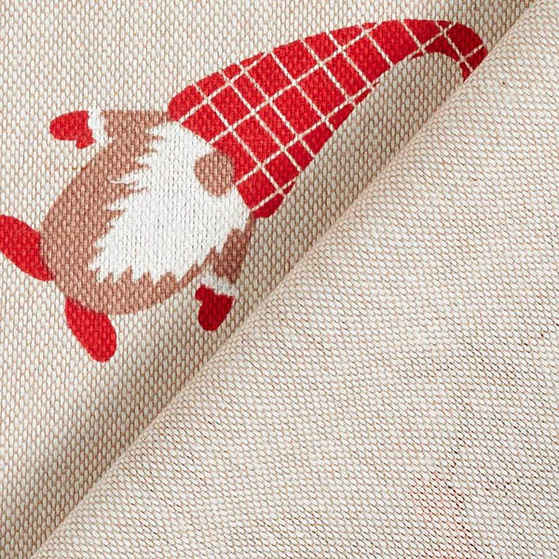 Tissu de décoration Semi-panama Lutins et rennes – beige/rouge, image number 4