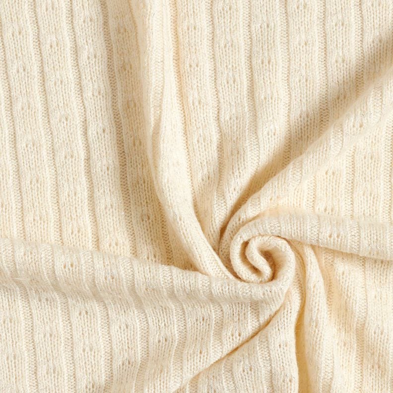 Tissu maille Tissu ajouré à rayures pailletées élégantes – crème, image number 3