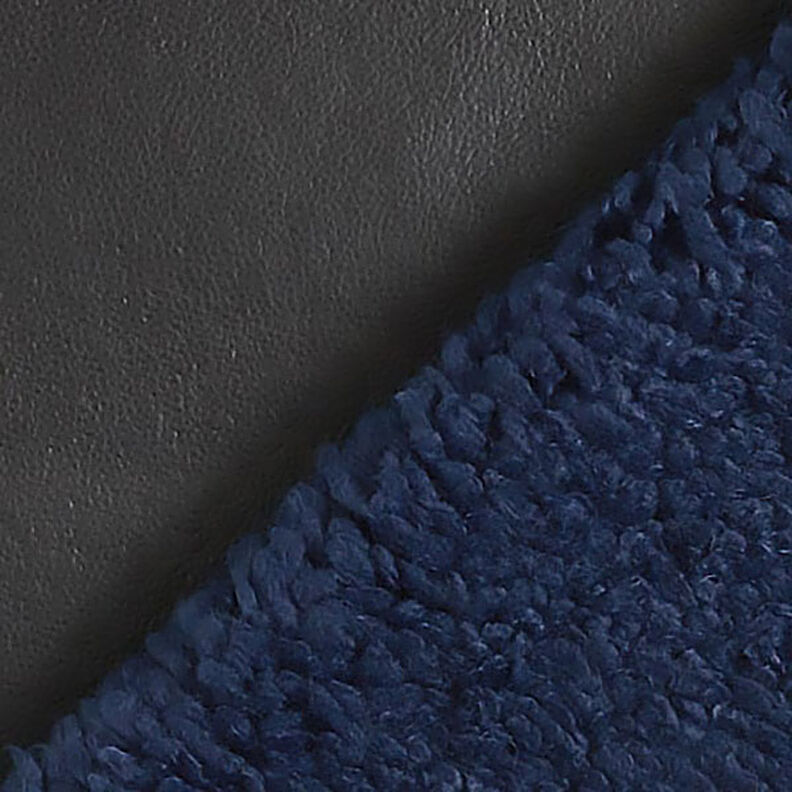 Article de second choix Similicuir avec fausse fourrure, uni – noir/bleu marine,  image number 1