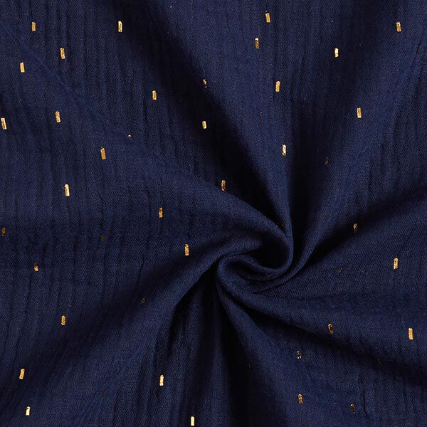 Tissu double gaze de coton Imprimé feuille Rectangle | by Poppy – bleu marine,  image number 3