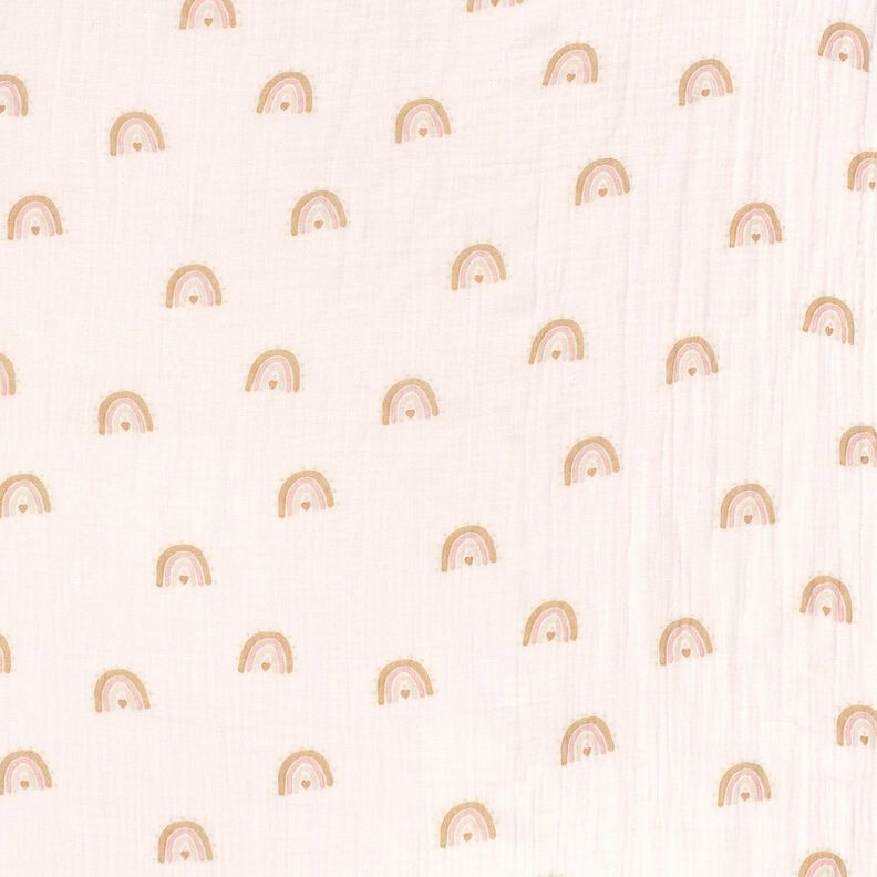 Tissu double gaze de coton Arcs-en-ciel aquarelle Impression numérique – ivoire, image number 1