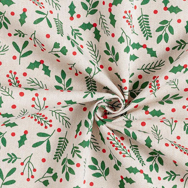 Tissu de décoration Semi-panama Gui classique – beige/vert, image number 3