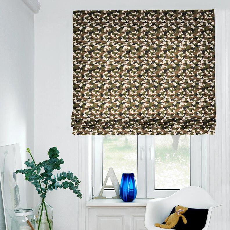 Tissu de décoration Semi-panama Camouflage – nature/olive foncé,  image number 5