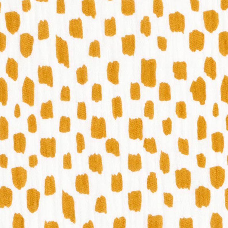 Tissu double gaze de coton Carreaux avec taches – blanc/jaune curry,  image number 1