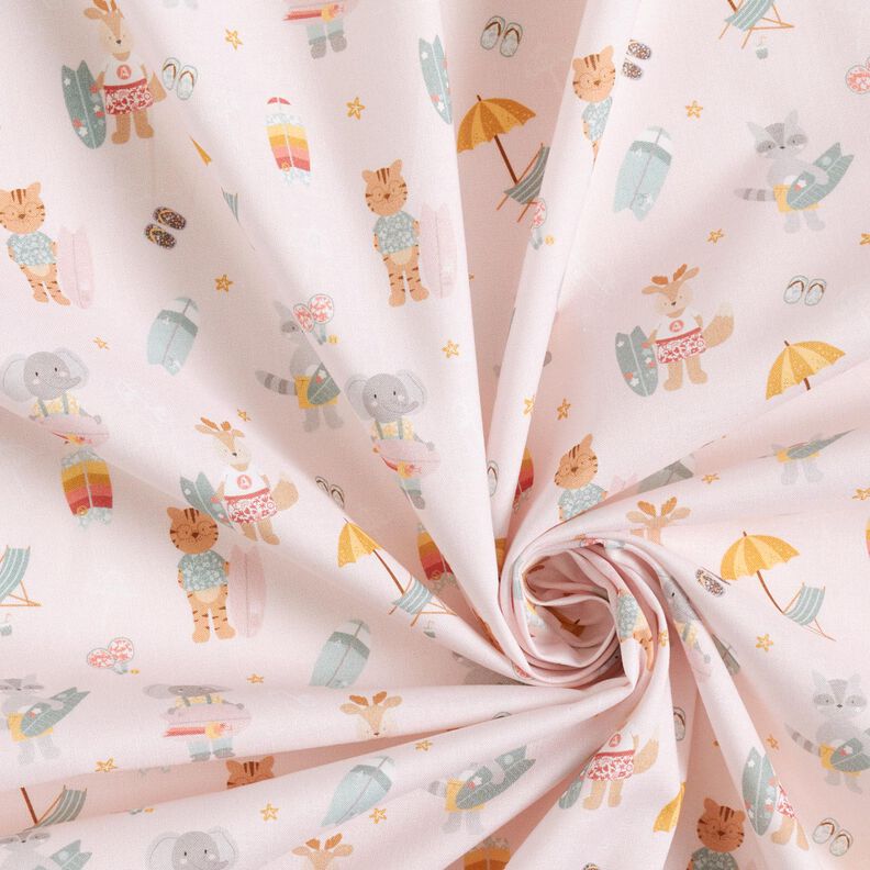 Popeline de coton bio Animaux surfant – rosé,  image number 3