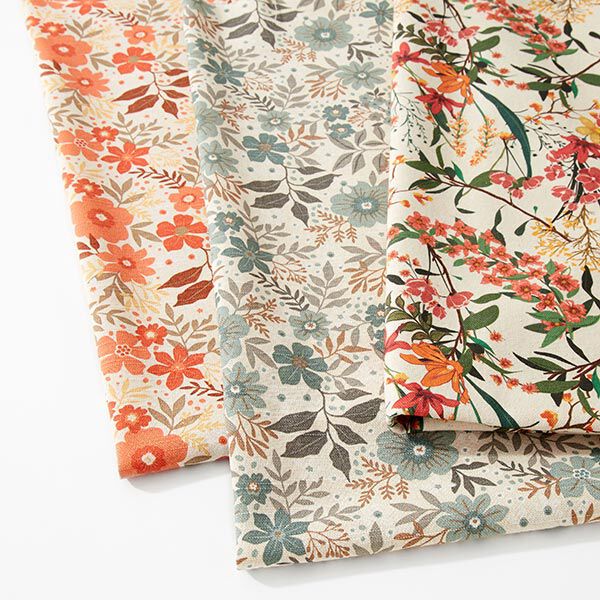 Tissu de décoration Semi-panama florale – abricot/nature,  image number 5