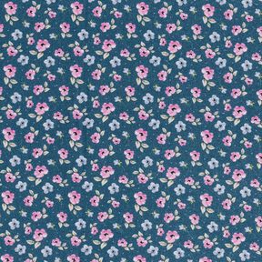 Tissu en coton Popeline feine Blüten – bleu/violet pastel, 
