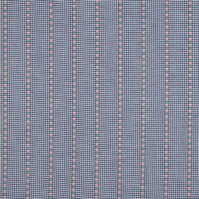 Tissu en coton Jacquard Carreaux et fleurs – bleu océan/blanc, 