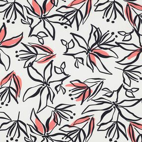 Tissu stretch léger lys abstraits – blanc/homard | Reste 70cm, 