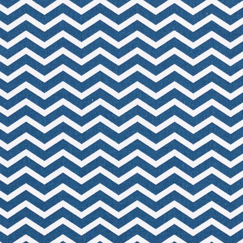 Tissu en coton Cretonne Zigzag – bleu marine/blanc,  image number 1