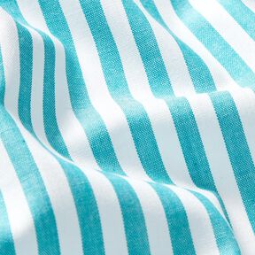 Tissu en coton Fines rayures – blanc/turquoise, 
