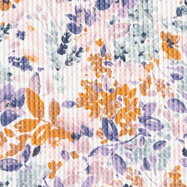 Nid d’abeille fleurs aquarelles | Poppy Fabrics – blanc/lavande, image number 5