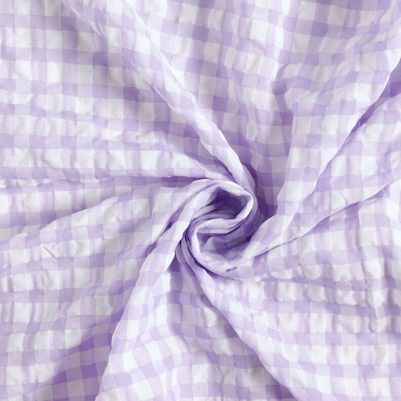Seersucker à gros carreaux vichy – blanc/lilas pastel,  image number 3