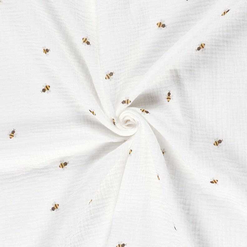 Tissu double gaze de coton Bienchen – écru/or,  image number 3