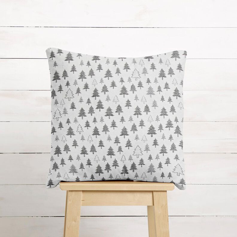 Tissu de décoration Jacquard sapins scintillants – anthracite/argent,  image number 6