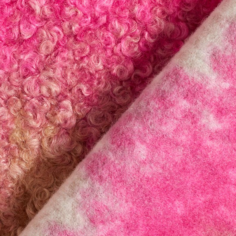 Tissu pour manteau Tricot Bouclé dégradé de couleur – noix de cajou/rose vif, image number 4