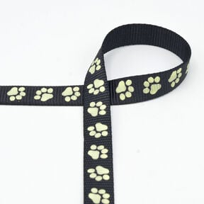 Ruban réfléchissant Laisse pour chien Patte [20 mm] – noir, 