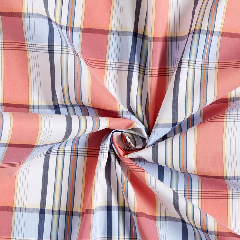 Coton mélangé à carreaux tartan et rayures brillantes – corail, image number 4