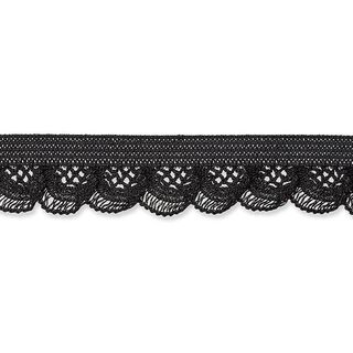 Dentelle ruchée élastique [15 mm] – noir, 