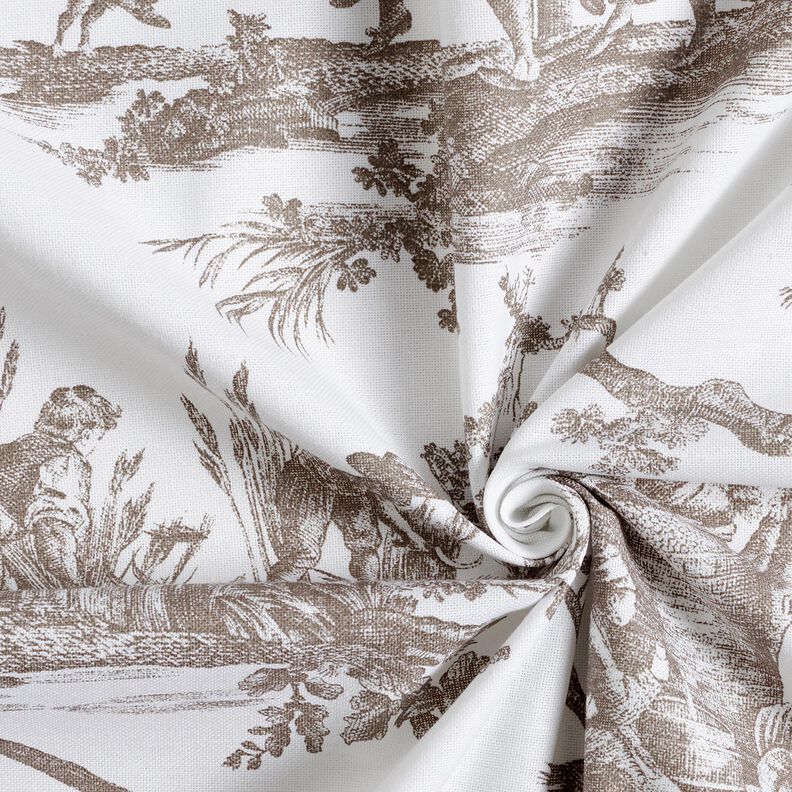 Tissu de décoration Semi-panama Joyeux danseurs 280 cm – taupe/blanc,  image number 3