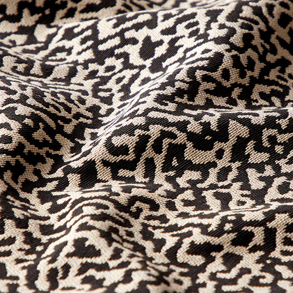 Tissu d’ameublement Jacquard Motif léopard abstrait, grand – noir/sable,  image number 2