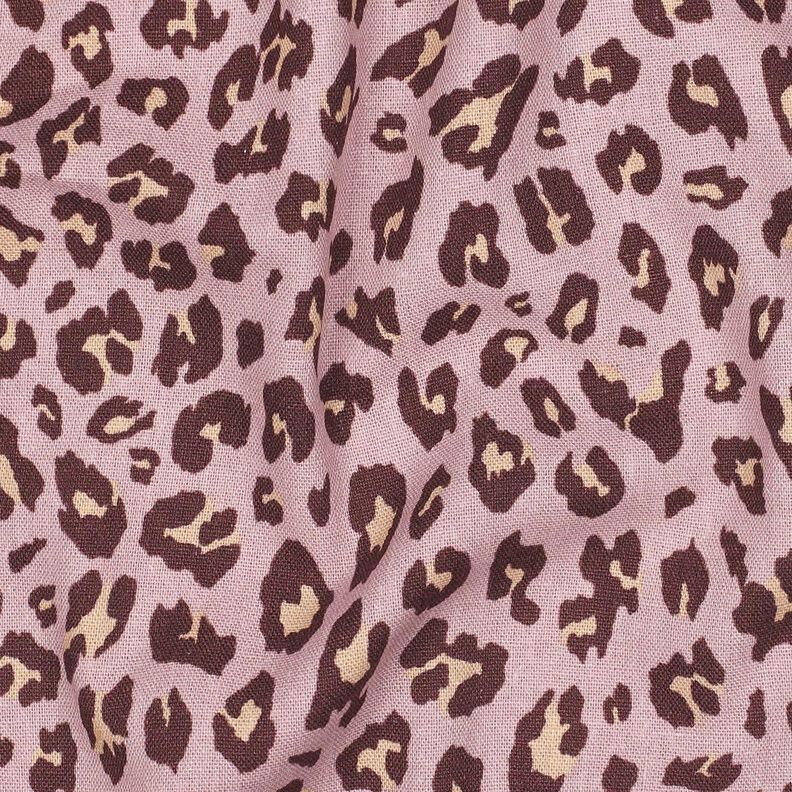 Mélange viscose lin Imprimé léopard | Poppy Fabrics – vieux rose clair/aubergine,  image number 2