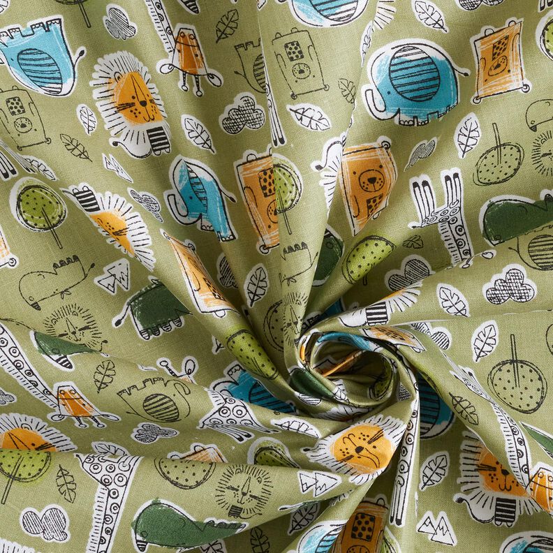 Tissu en coton Cretonne Animaux de safari – olive clair, image number 3